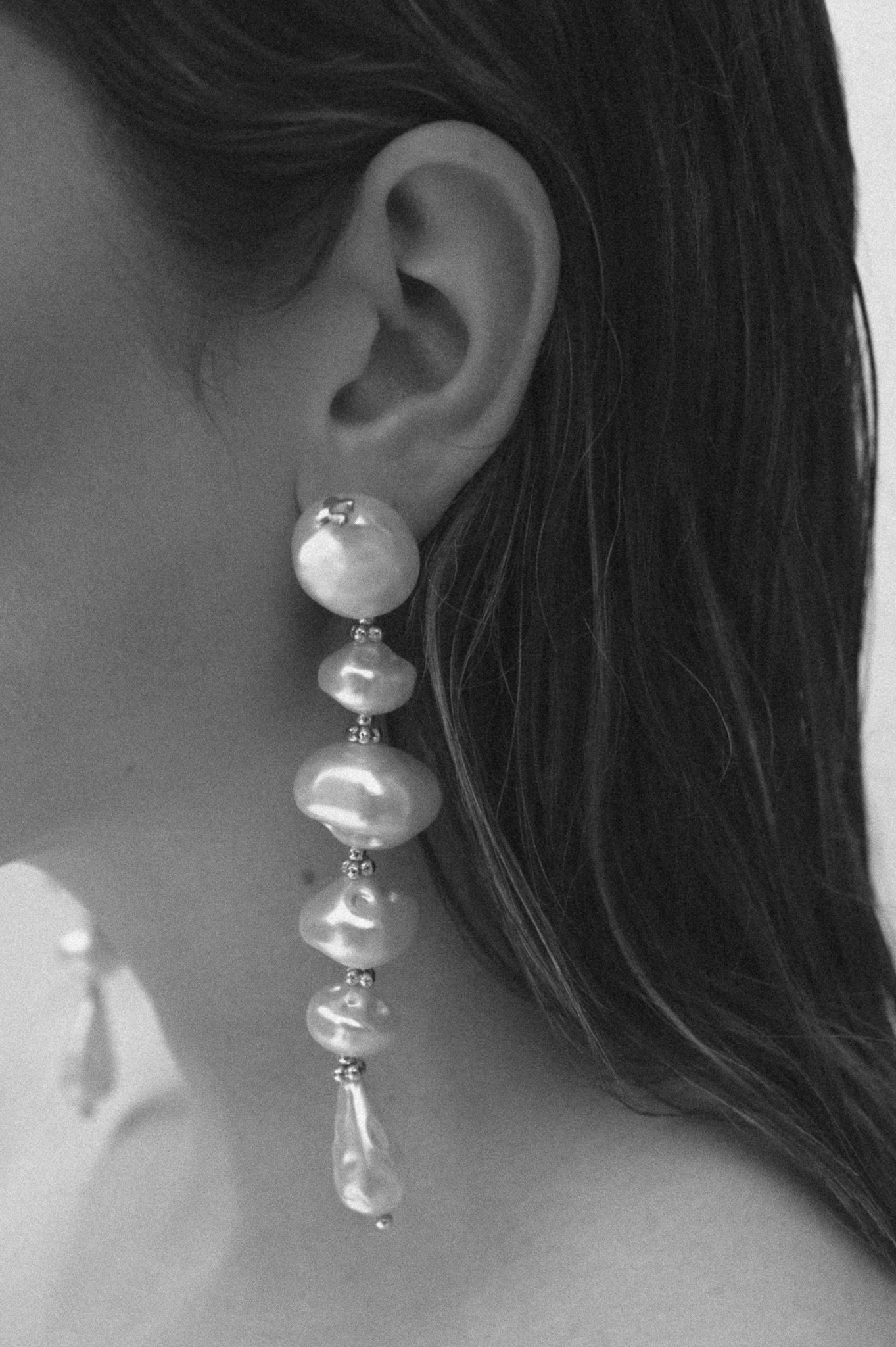 Dana wearing vintage pearl earrings
